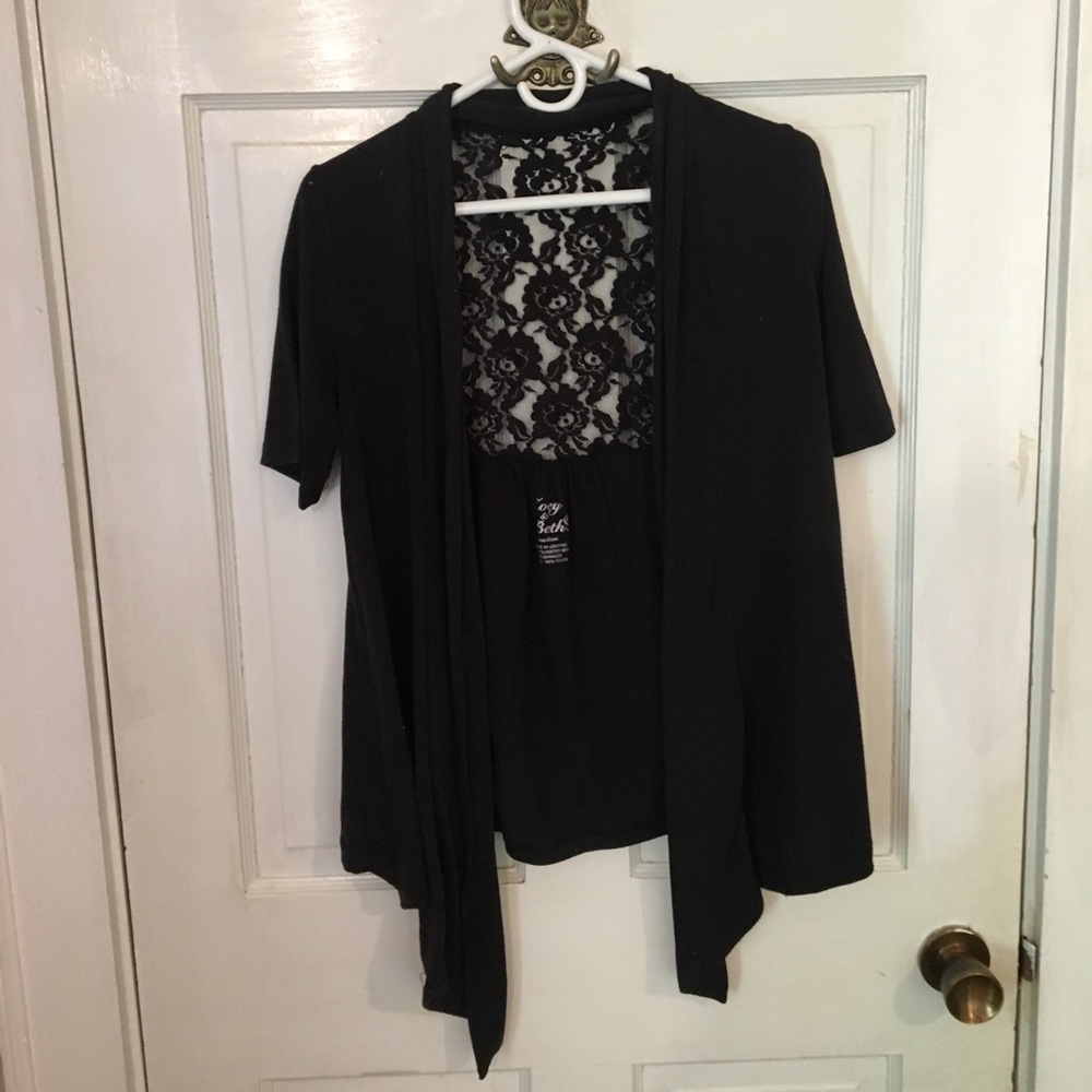 Zoe and Beth black and lace cardigan